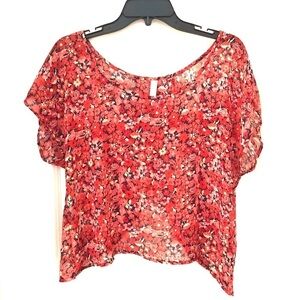 2/$15 Xhilaration- Floral Open Back Top